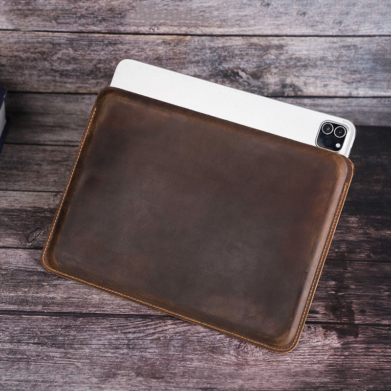 Crazy Horse Cowhide Leather Sleeve for iPad Pro 11 Inch – Vintage Tablet Pouch