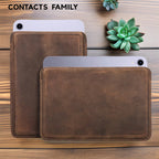 Vintage brown Crazy Horse leather iPad mini sleeve horizontal style