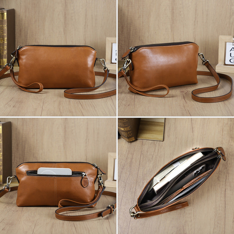 Women's Genuine Leather Crossbody Wallet Bag RFID Wristlet Purse