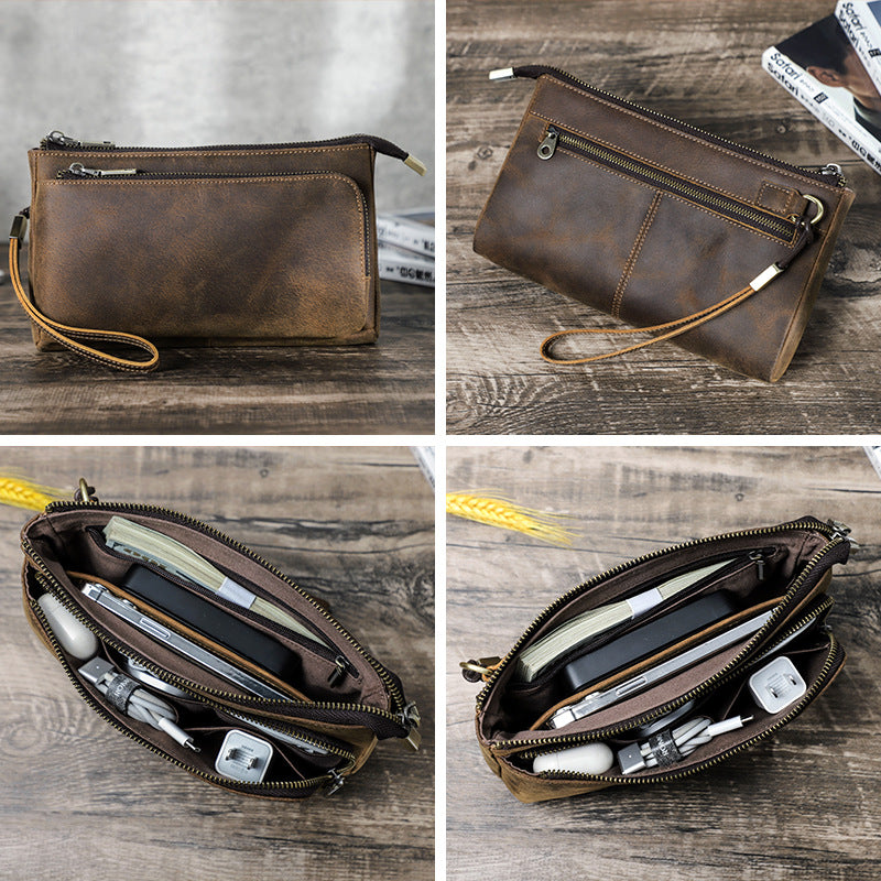 leather wristlet clutch