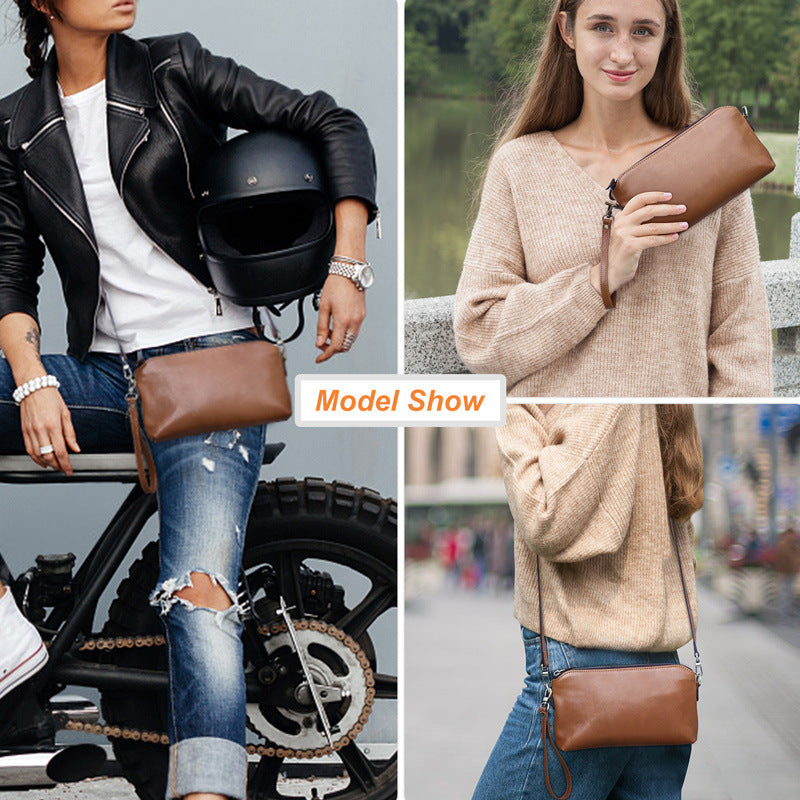 Women's Genuine Leather Crossbody Wallet Bag RFID Wristlet Purse