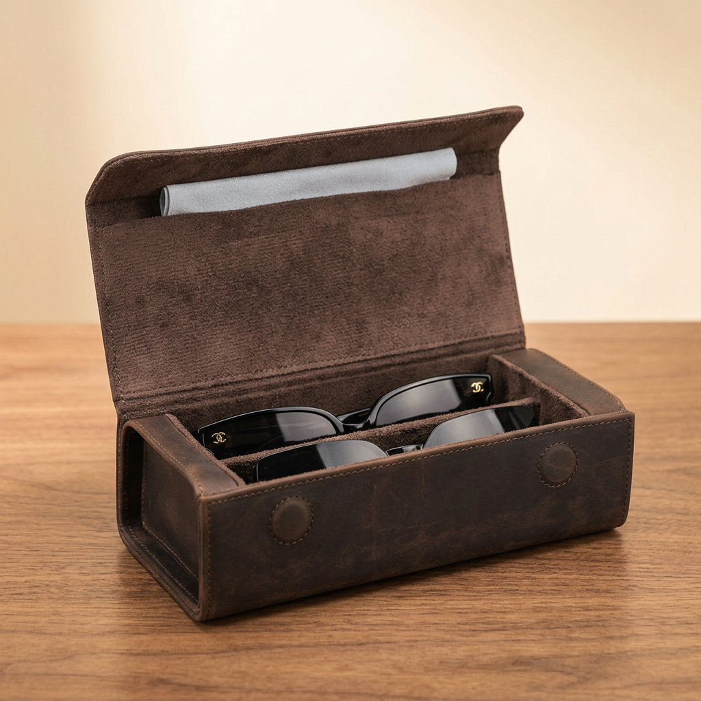 Leather Double Sunglasses Case